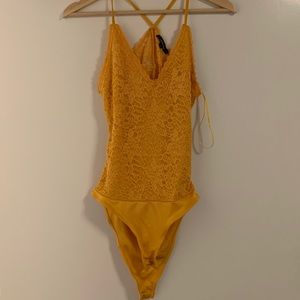Yellow Lace Body Suit Size M